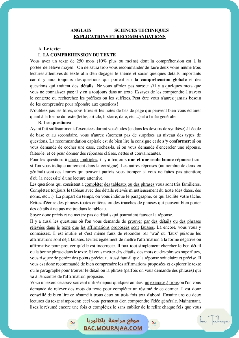 Corrigé principale anglais Bac 2017 – Section technique